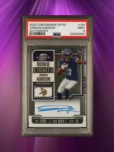 Panini Contenders Optic 2023 - Jordan Addison #120 - Boleto de novato automático - PSA 9 - Imagen 1 de 2
