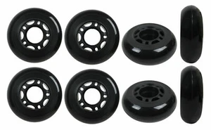 Inline Skate Wheels 64mm 82A Black Outdoor Roller Hockey Rollerblade 8 Pack - Picture 1 of 3