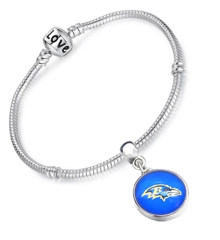Baltimore Ravens Womens Sterling Silver Snake Link Bracelet Football Gift D13 Cover