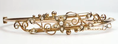 Brazalete antiguo Art Deco de perlas de oro rosa de 9 quilates para muñeca de 7,75 " circa 1920 Foto 1 de 4