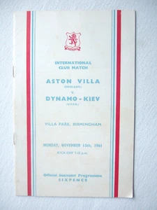 Aston Villa v Dynamo Kiev 13.11.1961 FRIENDLY football programme - Picture 1 of 1