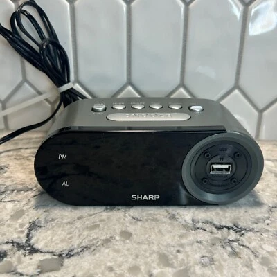 Sharp 1" Digital Alarm Clock Red LED Display with USB Charger port - Image 1 of 4