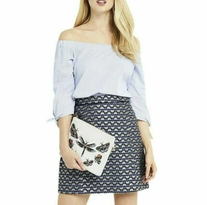Oasis Butterfly Jacquard Skirt M 8 Women Casual Straight Shape Boho NEW 21607 - Picture 1 of 9