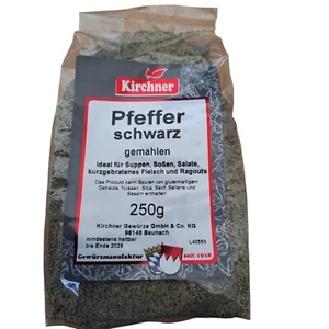 250g Kirchner Pfeffer schwarz gemahlen Gewürz Gewürzpfeffer Einzelgewürz - Bild 1 von 1