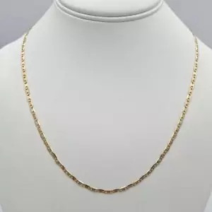 20" 18K Tri-Tone Yellow White Rose Gold 2.5mm Dia-Cut Marine Anchor Chain ITALY - Picture 1 of 12