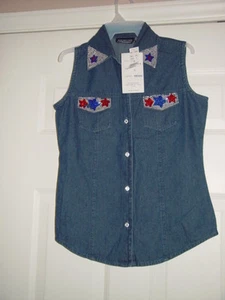 New Direction Size Small Blue Jean Top - Picture 1 of 12