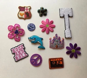 Girls Iron On Assorted Patches Dolphin Flower Initial T Cassette Castle Appliqué - Picture 1 of 1