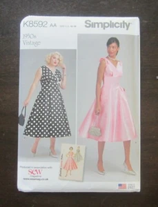 Sewing pattern, Simplicity8592, 1950's vintage dress, Size 10-18, Uncut - Picture 1 of 7