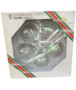Vintage Christmas Bulb Noma Doubleglo Clear Silver Glitter Set of 5 Original Box - Imagen 1 de 9