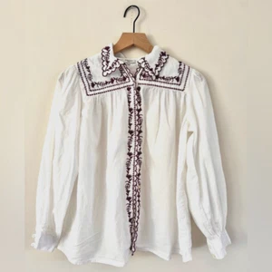 FRNCH luftige Langarm bestickte Damen Bluse Gr. Small " - Bild 1 von 4