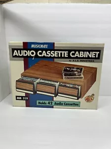 Vintage NIB Musicmate Audio Cassette Storage Faux Wood Holds 42 Tapes 3 Drawer - Picture 1 of 3