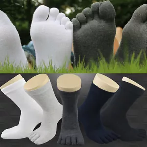 5 Paar Herren Baumwollmischung weiche Fünf Finger Fünf Zehen Socken saugfähige Strümpfe - Bild 1 von 26