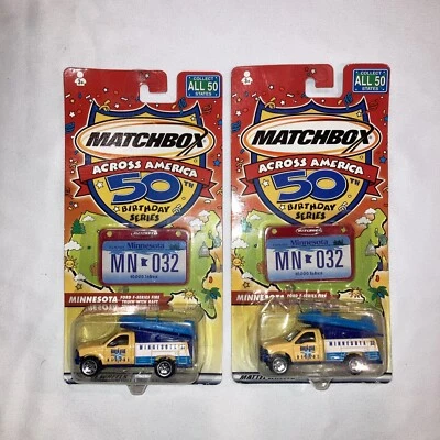 2 Matchbox Across America 50th Birthday Series Minnesota Ford F-Series with Raft - Image 1 of 4