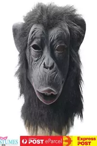 Gorilla Mask Monkey King Kong Costume Face Halloween Animal Ape Chimp - Picture 1 of 5