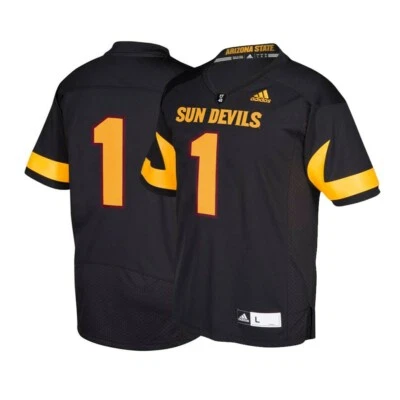 Camiseta deportiva de fútbol americano Arizona State Sun Devils #1 NCAA Adidas negra Premier para hombre Foto 1 de 3