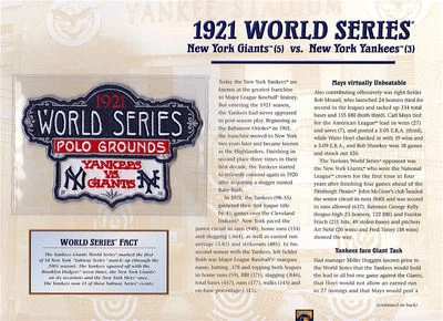 1921 WORLD SERIES PATCH CARD Willabee & Ward NEW YORK GIANTS vs NEW YORK YANKEES - Image 1 of 2