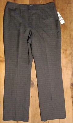 Le Suit Dress Pants Womens 12 Gray Check Straight Leg Lined Business Office NWT - Image 1 of 4