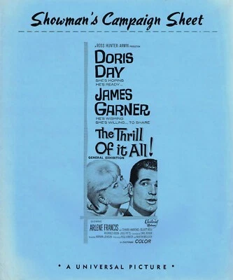 THE THRILL OF IT ALL Original Movie Press Sheet Doris Day James Garner - Bild 1 von 3