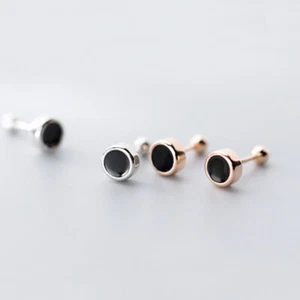 Pendientes redondos de plata esterlina 925 para hombre y mujer 6 mm A1096 - Imagen 1 de 9