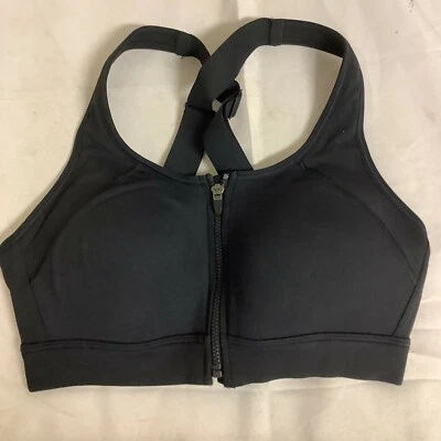 Under Armour Womens Sports Bra Black Zip Front High Support Fitted Size Small - Image 1 of 4