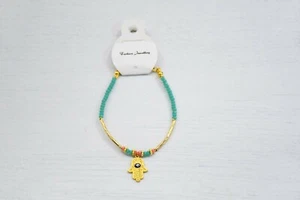  Turkish Greek Evil Eye Bracelet Handmade Turquoise Ceramic Bracelet Hamsa Hand - Foto 1 di 3