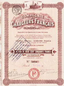 COMPAGNIE DES CHARGEURS FRANCAIS Plisson & Cie - ACTION 250 FRANCS 1920 - FRANCE - Imagen 1 de 2
