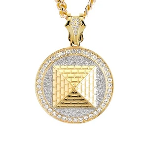 Collar de cadena cubana pesada enchapado en oro pirámide helada 24" CPB 6279 G - Imagen 1 de 2