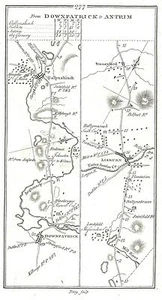 Antique map, Taylor & Skinner, Roads from Downpatrick to Antrim, etc - Picture 1 of 2