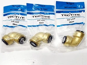 Tectite Apollo 90-Degree Brass Push-to-Connect Elbow 3/4 x 3/4 FSBE34 Set of 3 - Picture 1 of 2