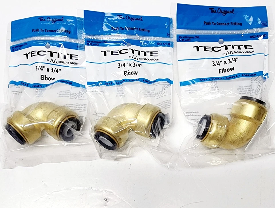 Tectite Apollo 90-Degree Brass Push-to-Connect Elbow 3/4 x 3/4 FSBE34   Set of 3 - Image 1 of 2