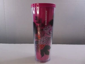 Starbucks 2021 Holiday PINK Pine Design Color Change Tumbler Cold Cup 24 oz. NEW - Picture 1 of 4