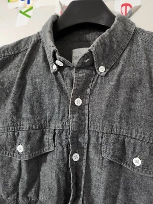 SATURDAYS Surf NYC 衬衫男式 M 木炭长袖纽扣棉布 — 第 1/4 张图片