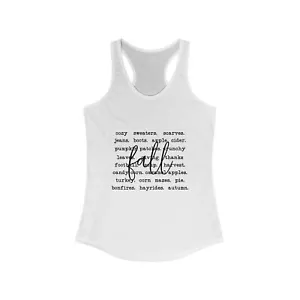 Women's Ideal Racerback Tank Cozy Words Fall Autumn Theme Up To Size 2XL - Picture 1 of 11