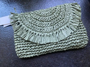 Nordstrom Green Straw Clutch Purse NWT 🎁 - Picture 1 of 6