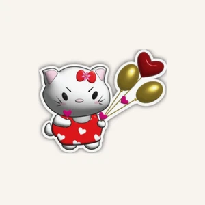 Kitty Cartoon Heart Vinyl Sticker Waterproof Durable Decal for Water Bottle Car - Picture 1 of 9