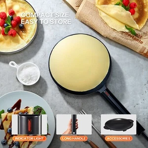 8-Inch Nonstick Electric Crepe Maker - Auto-Temp Control Pancake Pan - Picture 1 of 7