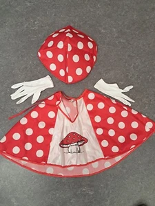 Kinder Karneval Faschingskostüm Pilz Rot Weiß 104 Umhang Hut Kinder Kostüm - Bild 1 von 3