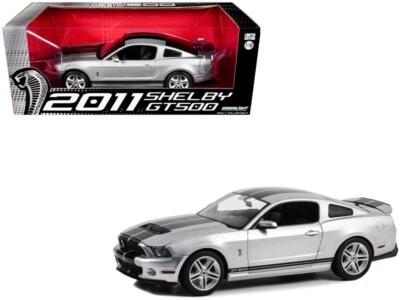Greenlight 1:18 2011 Shelby GT500-Ingot Silver with Black Stripes 13673 - Image 1 of 2