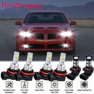 Faróis combo LED 6x 6000K para Pontiac G6 2008 2009 - kit de lâmpadas de neblina A+ - Imagem 1 de 4