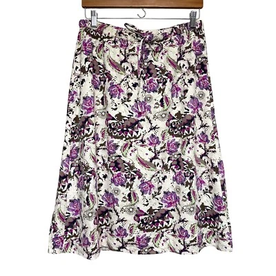 Falda Christopher & Banks Estampado Floral Mujer S Mezcla de Lino Cordón Preppy Foto 1 de 4