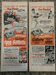Vintage Gillette Print Comic Strip.  Tom Fears & Gus Zernial, Post WW - Bild 1 von 1