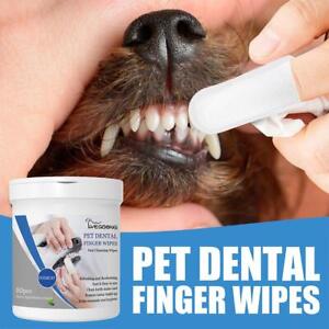 50Pcs Pet Dental Finger Wipes Cleaning Tooth Deodorant Oral Care for Dogs Cats