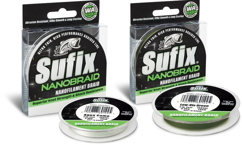 Sufix 690 Nano Trenza 2 3 4 6 8 10 12 14 Lb Nuevo en Paquete 150Yd Verde o Aqua Camo Línea Foto 1 de 3