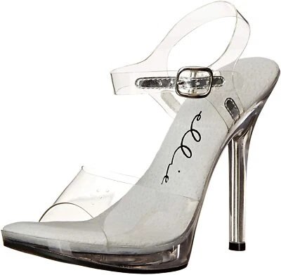 Ellie Shoes 502-BROOK 5" Heel Clear Sandal, Clear, Size 7 - Image 1 of 4