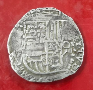 ESPAÑA. FELIPE II. 8 REALES PLATA POTOSI "O" GRANDE. PESO 27 GR REF A/F - Picture 1 of 2
