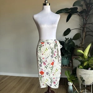 Ted Baker Midi Skirt Floral Pattern Size 0 6/8 Tulip Tie Side Lined Designer - Bild 1 von 14