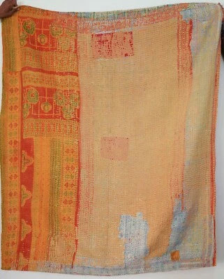 Wonderful Work Indian Cotton kantha Quilt, Vintage Kantha Quilt Bedspread India - Image 1 of 3