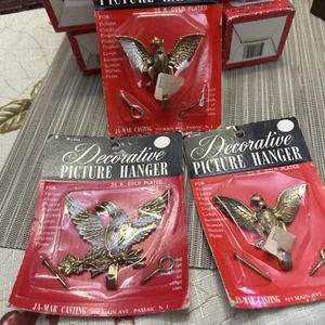 Three Sealed VTG 1964 Ja-Mar Eagle Decorative Picture Hangers 24k Gold Plated - Picture 1 of 13
