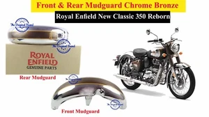 Royal Enfield "Front & Rear Mudguard Chrome Bronze New Classic 350 Reborn" - Picture 1 of 17