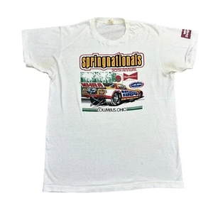 Vintage 80s NHRA Hot Rod Drag Racing Graphic T-Shirt Mens Large Budweiser Cars - Picture 1 of 13